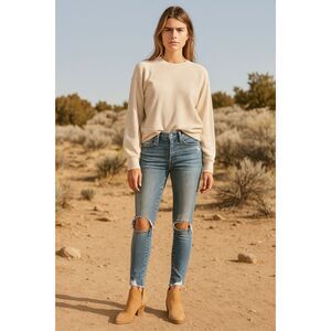 MOTHER Denim Blue High Waisted Looker Ankle Fray Jeans Pants   Women's Size 27